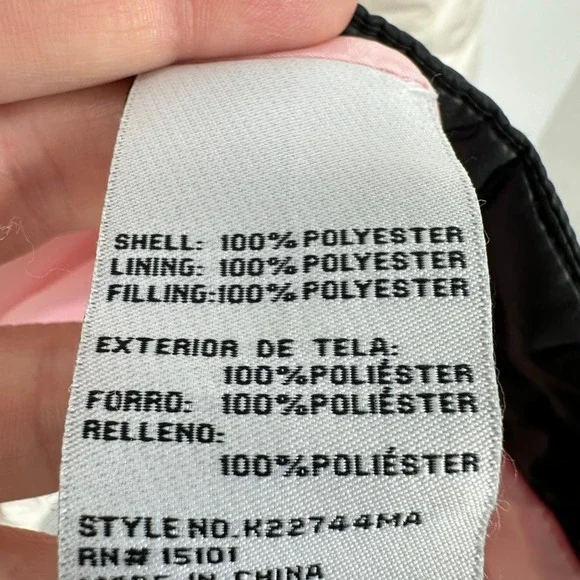 Kate Spade Quilted Puffer Coat Jacket Ivory Black Trim Pearl Buttons Size L - Picture 7 of 10